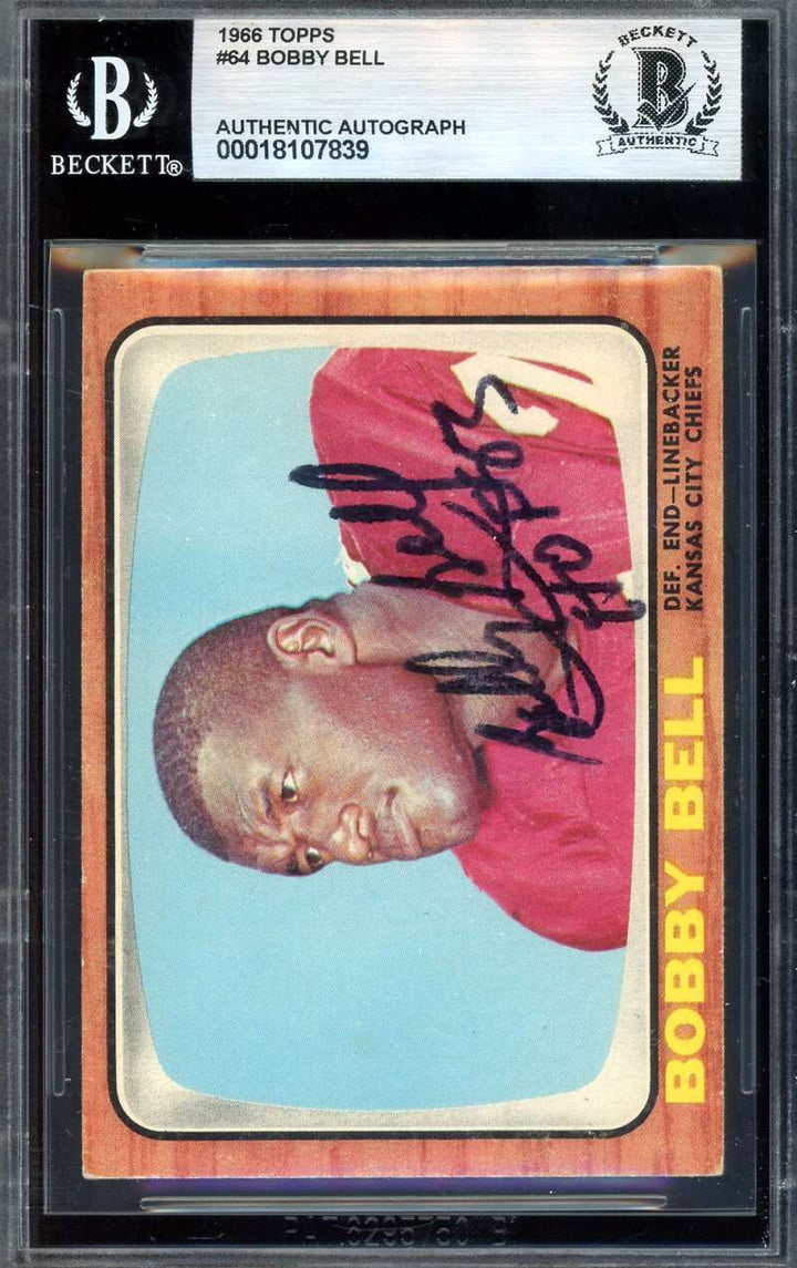 Bobby Bell Beckett BAS Signed 1966 Topps Autograph Chiefs