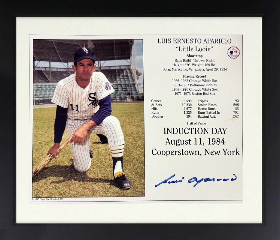 Luis Aparicio signed White Sox Hall of Fame Induction Day 8x10 Photo Framed -COA
