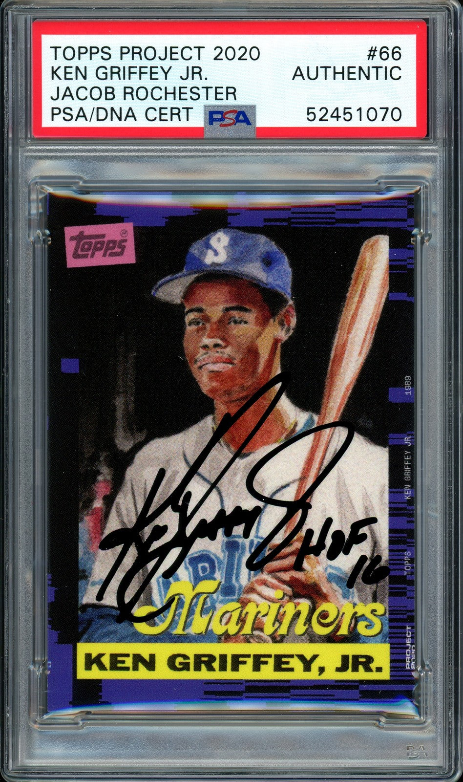 Ken Griffey Jr Auto Topps Project 2020 Jacob Rochester Card 66 HOF 16 1/1 PSADNA