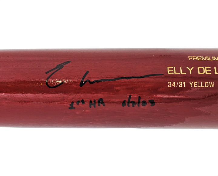 Elly De La Cruz Auto Red B45 Player Model Bat Reds 1st MLB HR 6/7/23 Beckett Wit