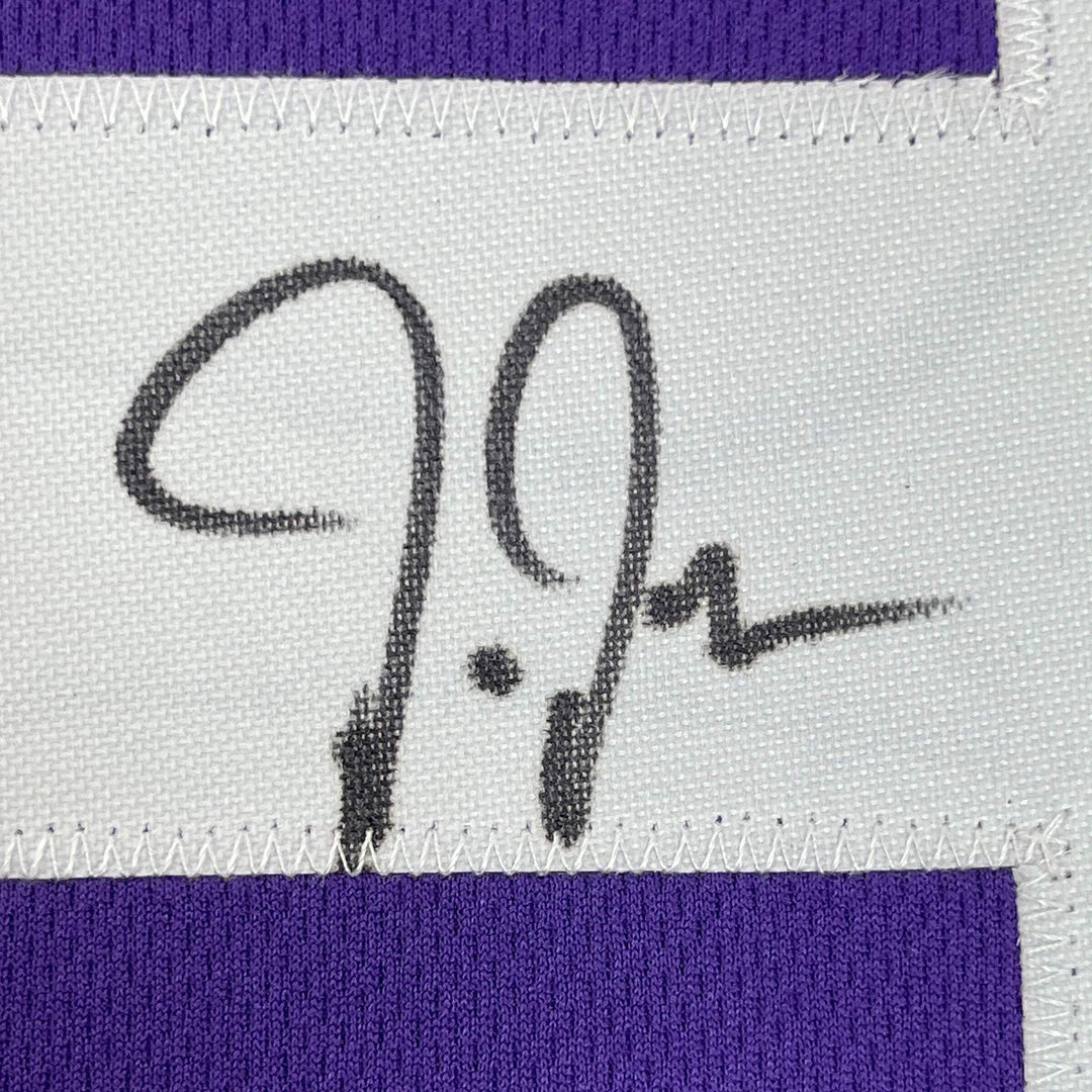 Framed Autographed/Signed JUSTIN JEFFERSON 33x42 Minnesota Purple Jersey JSA COA
