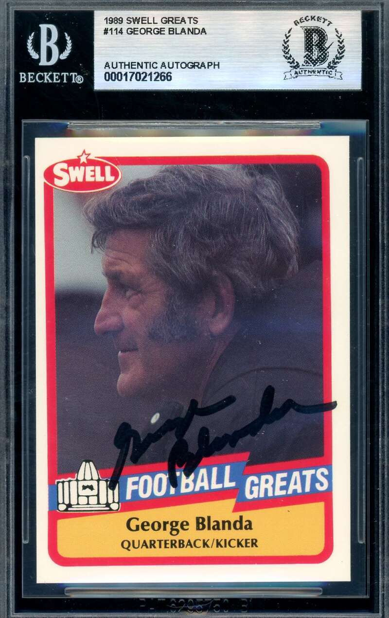 George Blanda Beckett BAS Signed 1989 Swell Greats Autograph