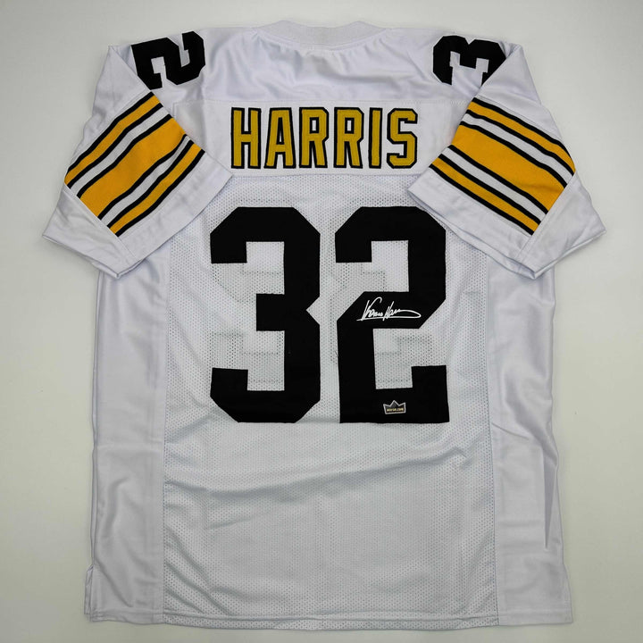 Facsimile Autographed Franco Harris Pittsburgh White Reprint Jersey Size Mens XL