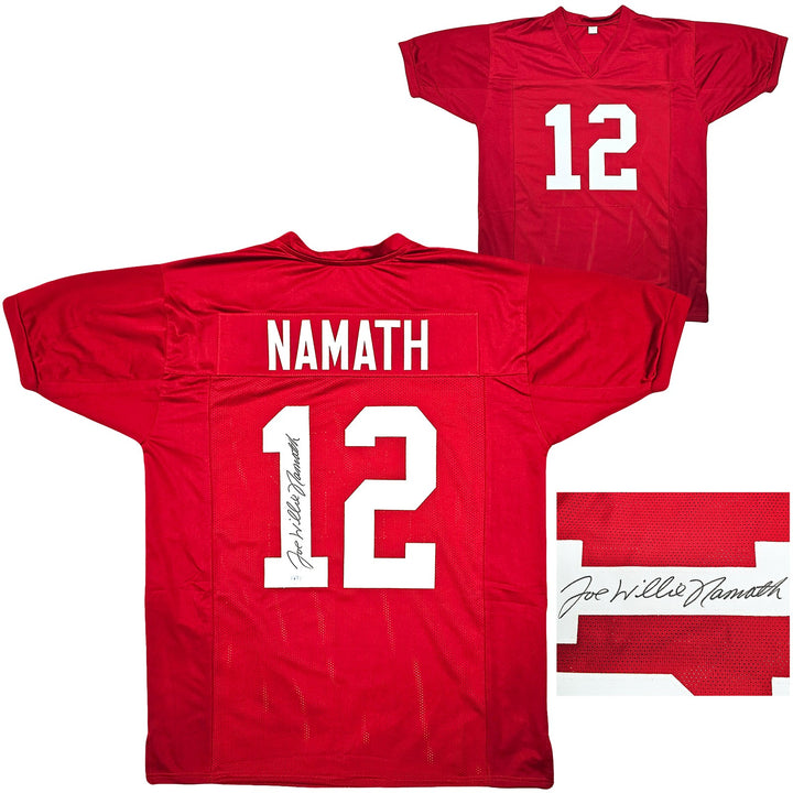Alabama Crimson Tide Joe Willie Namath Auto Crimson Jersey Full Name Beckett Wit