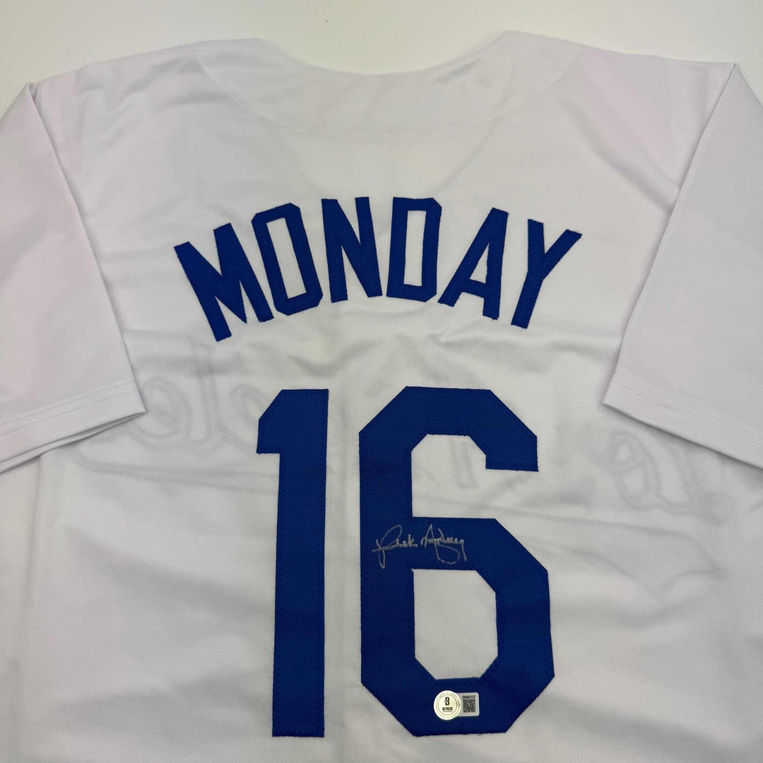 Autographed/Signed Rick Monday Los Angeles LA White Jersey Beckett COA