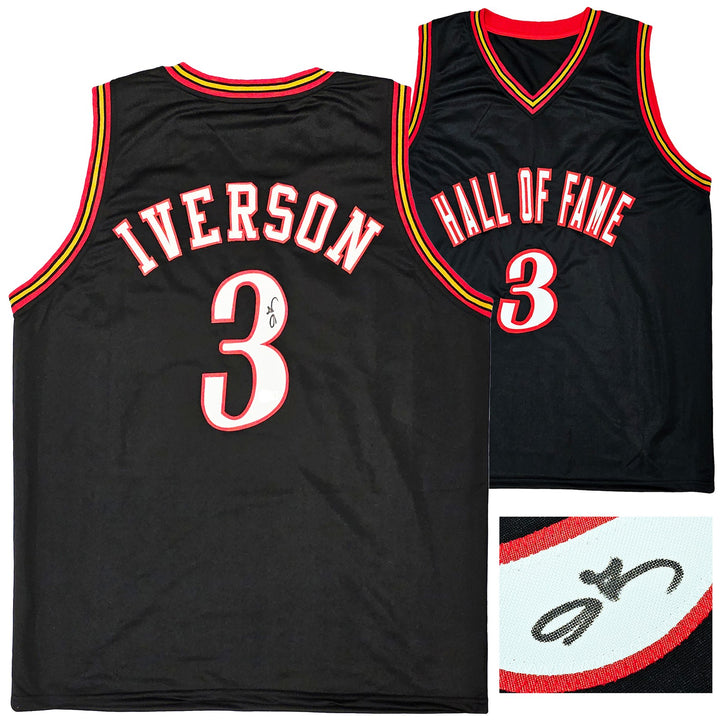 Philadelphia 76ers Allen Iverson Signed Black Jersey Beckett Wit