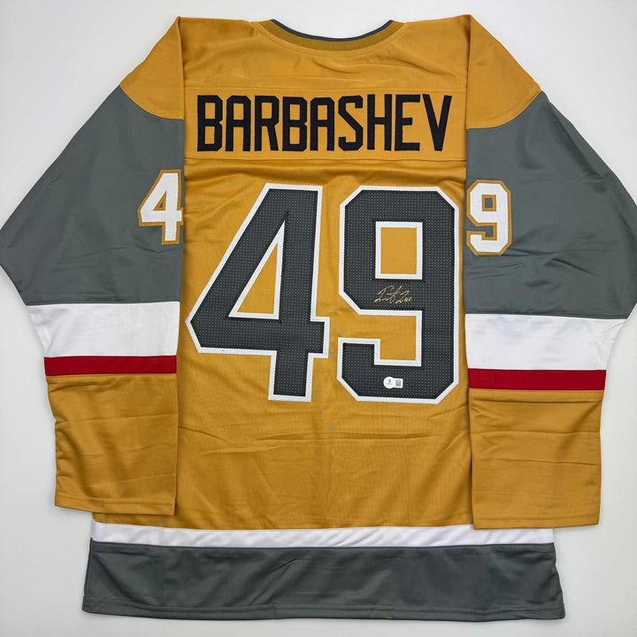 Autographed/Signed Ivan Barbashev Las Vegas Gold Jersey Beckett BAS COA