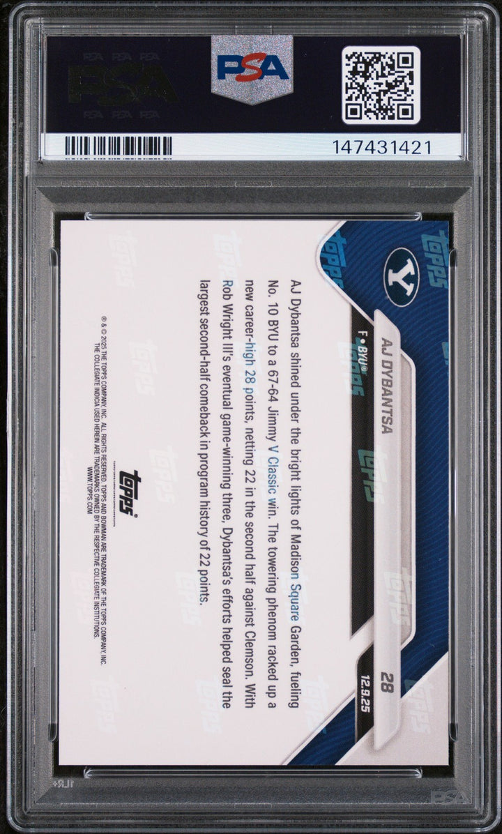 Graded 2025 Topps Bowman U Now AJ Dybantsa #28 Rookie RC Basketball Card PSA 10