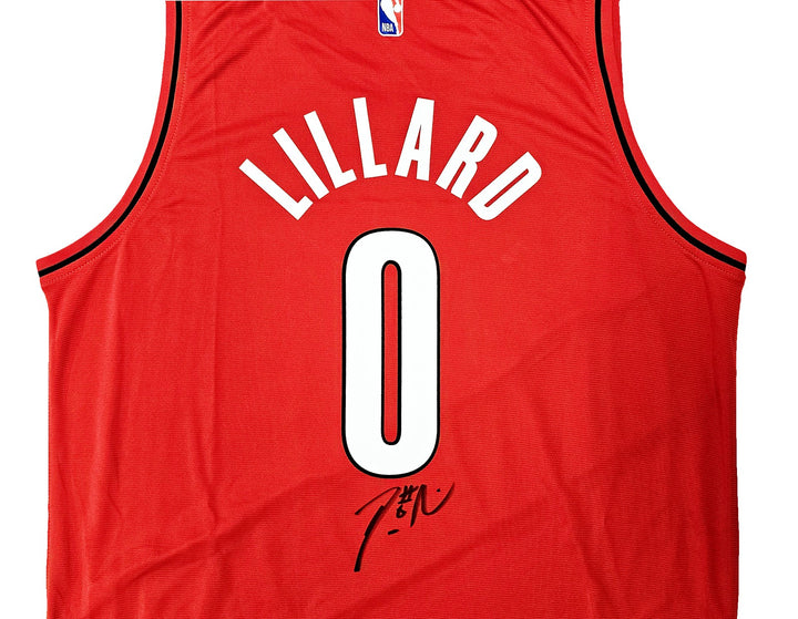 Portland Trailblazers Damian Lillard Signed Red Fanatics Jersey Size L Beckett
