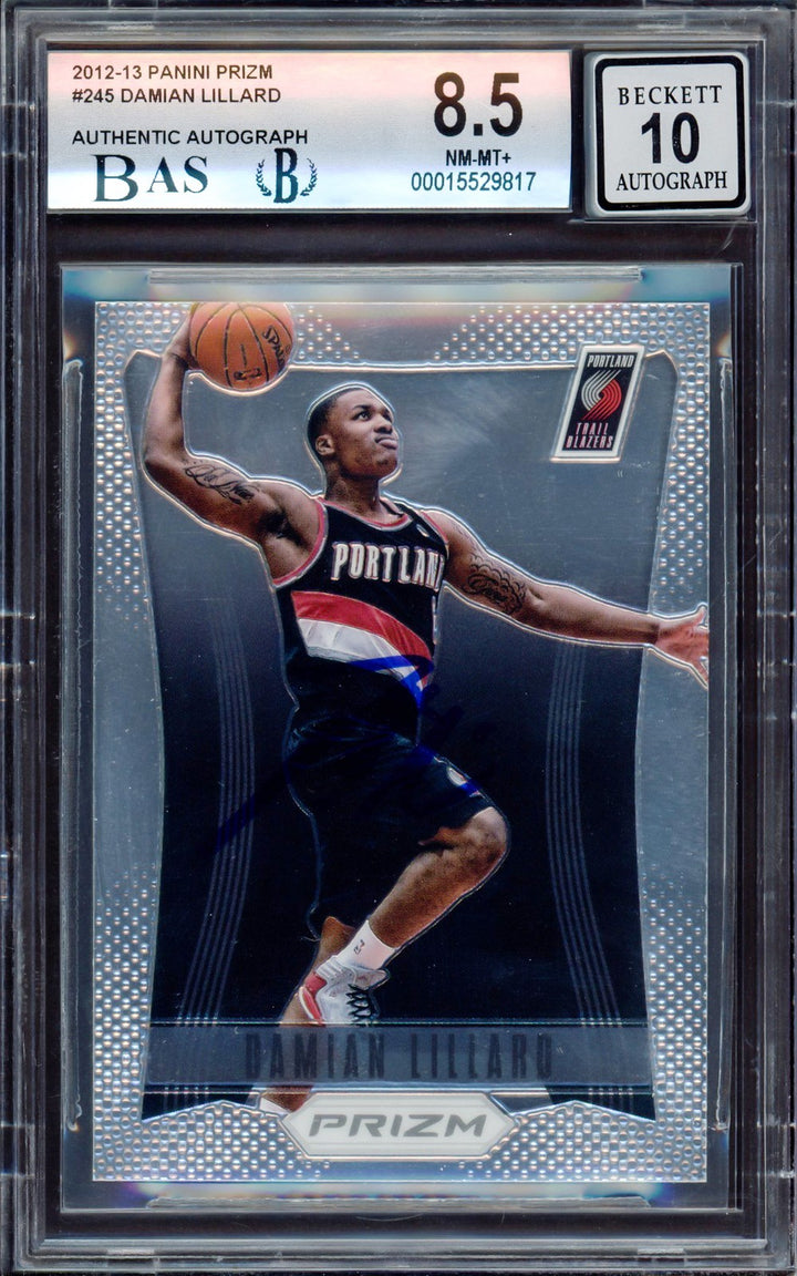 Damian Lillard Auto Signed 2012-13 Panini Prizm RC 245 BGS 8.5 Sig 10 Beckett
