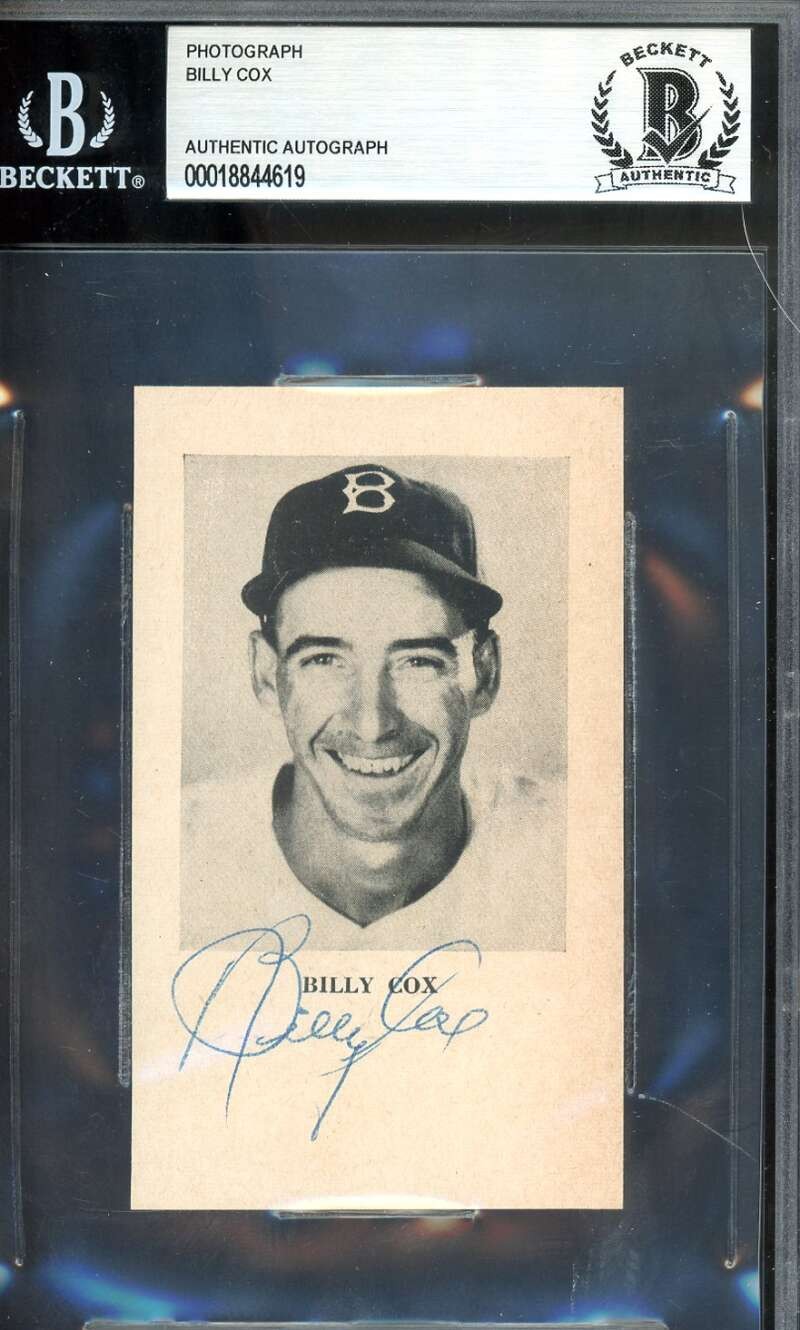 Billy Cox Beckett BAS Signed 3x4 Photo 1953 Autograph