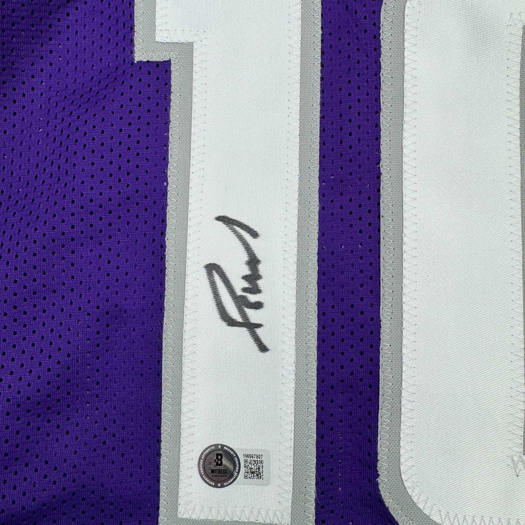 Framed Autographed/Signed Domantas Sabonis 35x39 Purple Jersey Beckett COA
