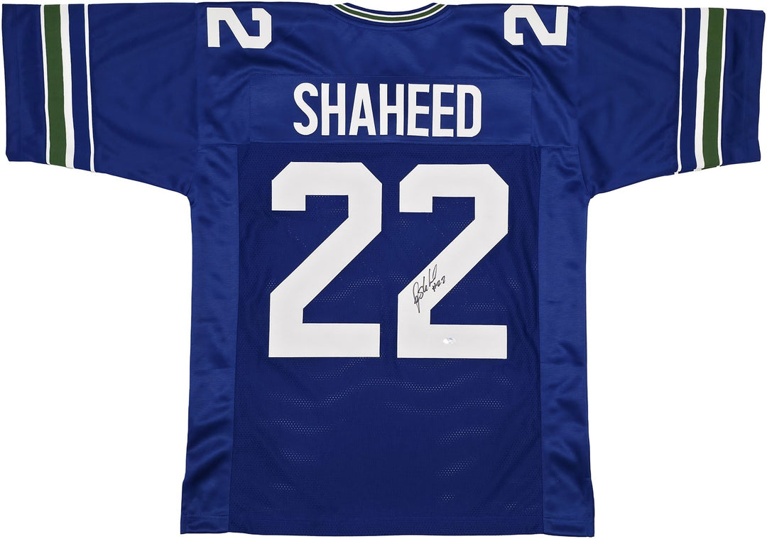 Seattle Seahawks Rashid Shaheed Autographed Blue Jersey MCS Holo