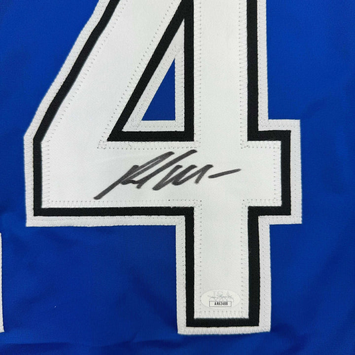 Framed Autographed/Signed Pat Maroon 35x39 Tampa Bay Blue Jersey JSA COA