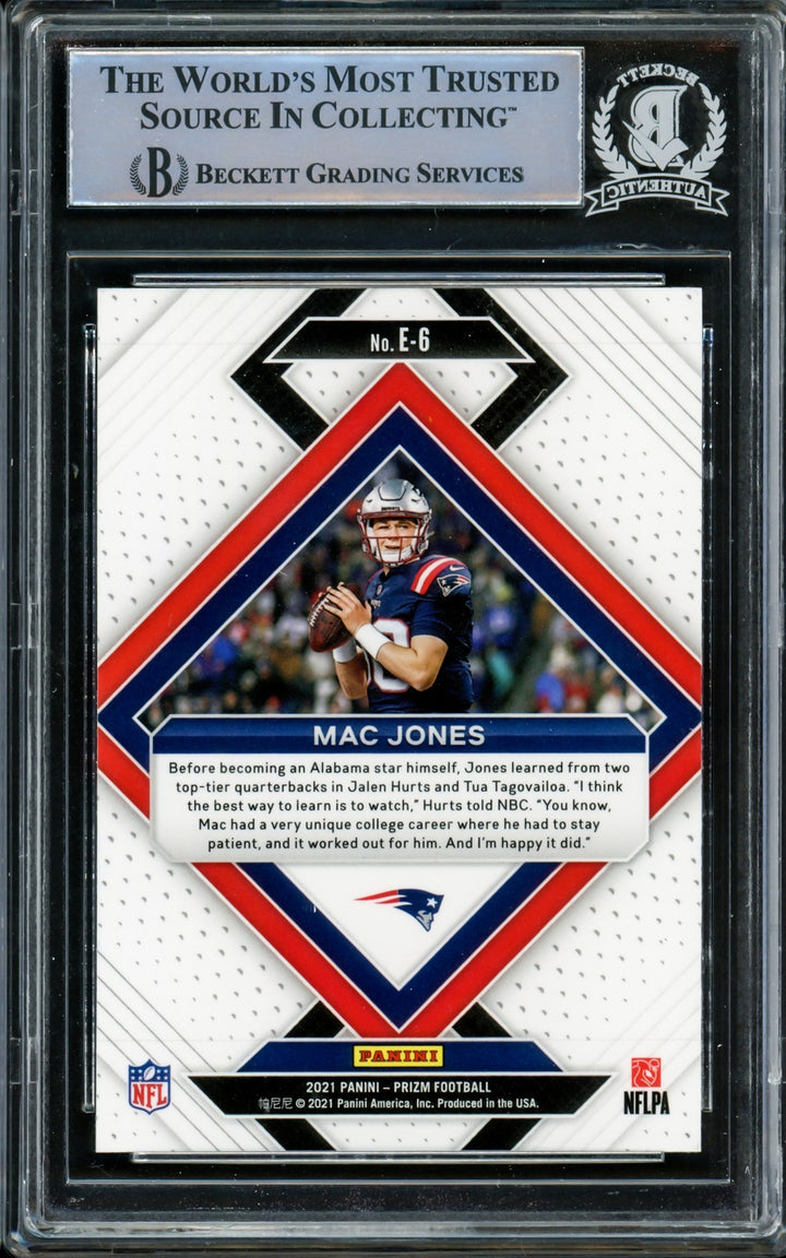 Mac Jones Signed 2021 Panini Prizm Emergent RC E-6 Patriots Beckett #14860970
