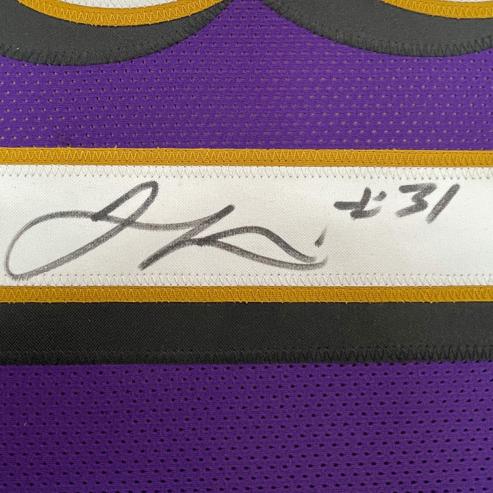 FRAMED Autographed/Signed JAMAL LEWIS 33x42 Baltimore Purple Jersey JSA COA Auto