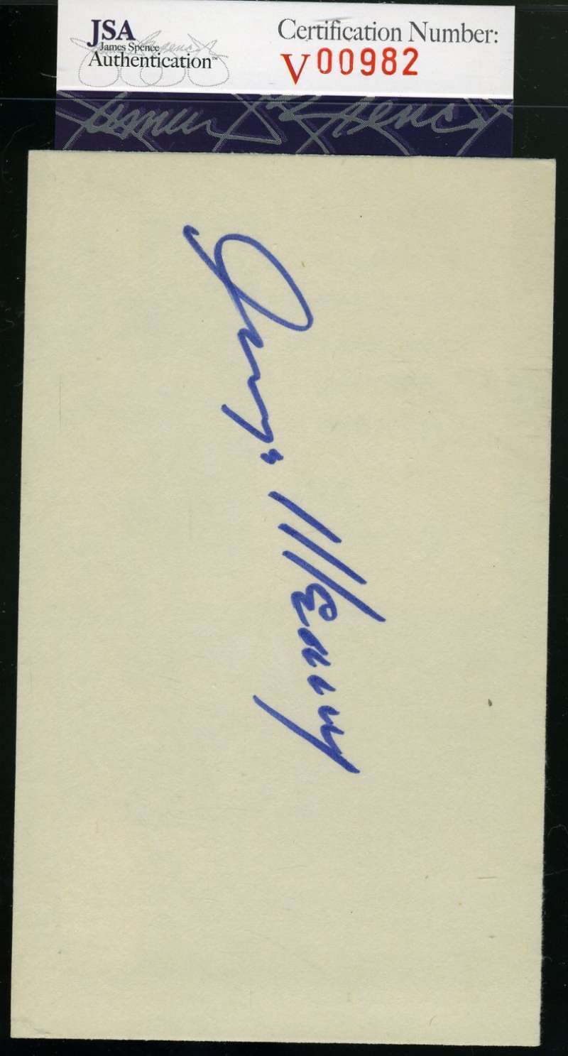 George Meany Jsa Coa Hand Signed 3x5 Index Card Autograph Authenticated