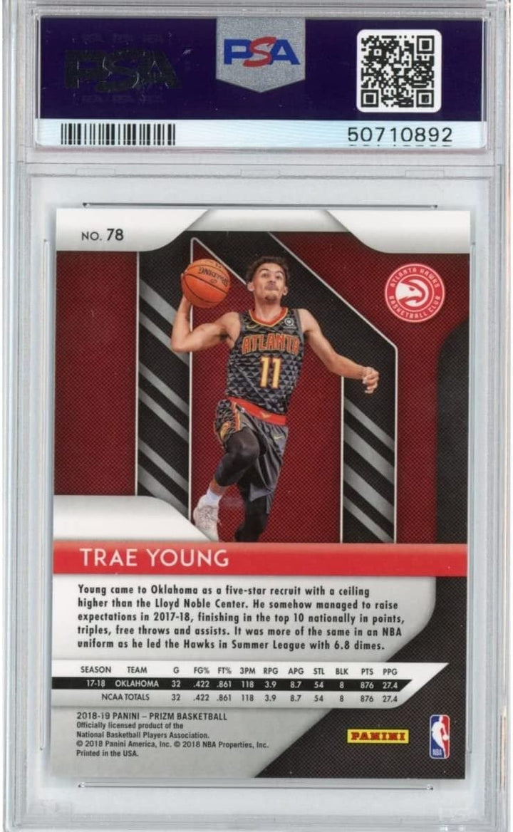 Graded 2018-19 Panini Prizm TRAE YOUNG #78 Rookie Card PSA 10 Mint