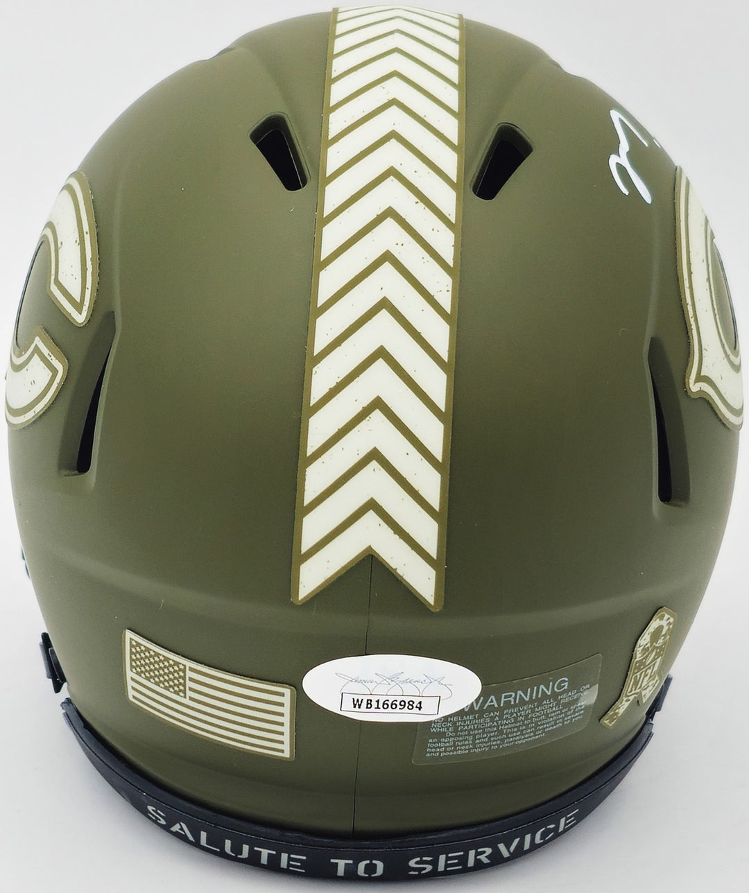 Montez Sweat Signed Bears Army Green Salute to Service Speed Mini Helmet JSA