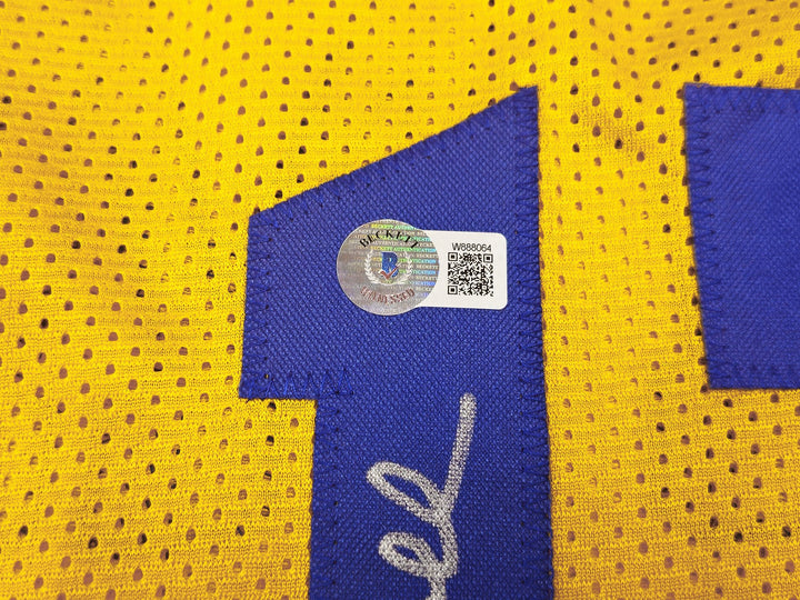 Golden State Warriors Chris Mullin Autographed Signed Yellow Jersey Beckett Wit