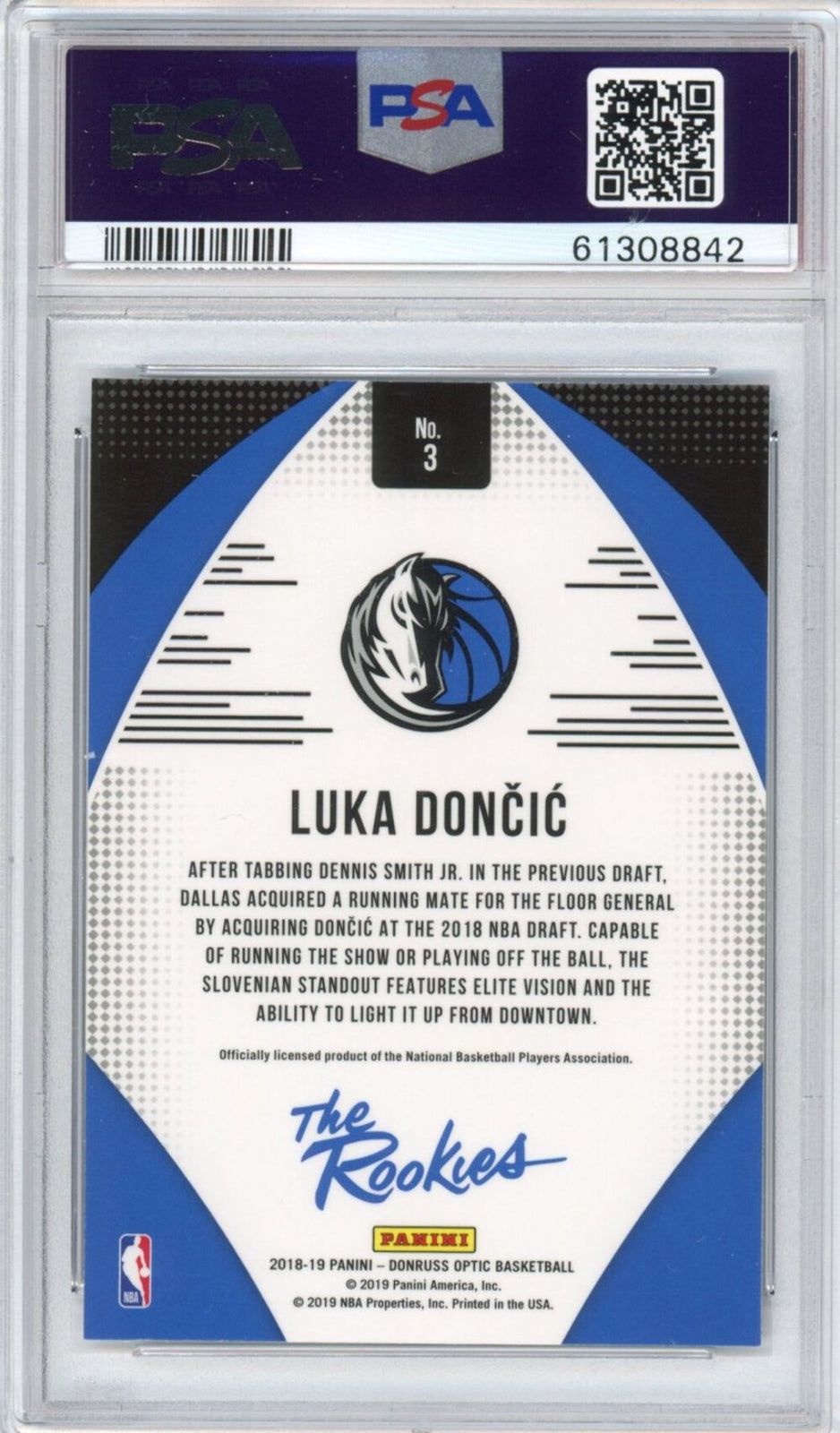 Graded 2018-19 Panini Donruss Optic Luka Doncic #3 The Rookies RC Card PSA 10