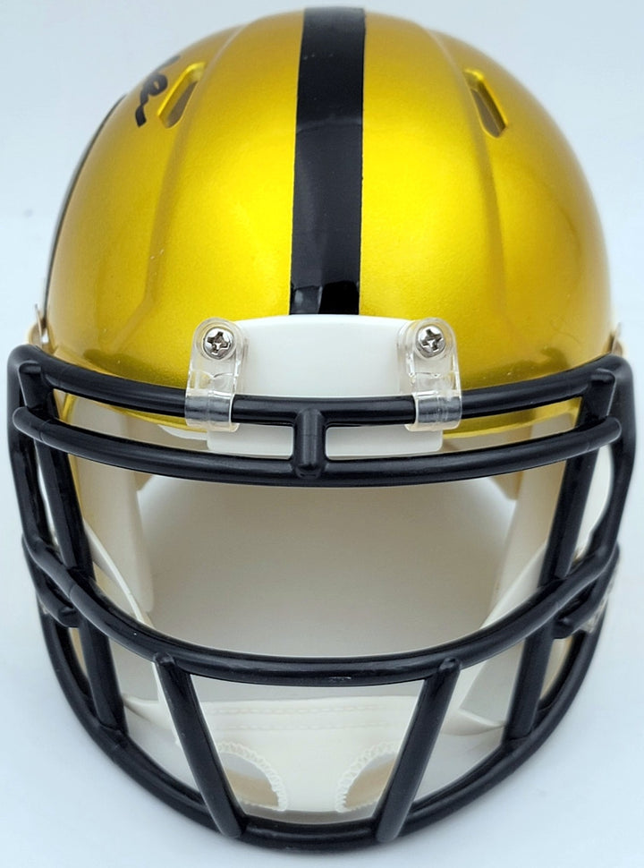 Terry Bradshaw Signed Pittsburgh Steelers Flash Yellow Mini Helmet Beckett