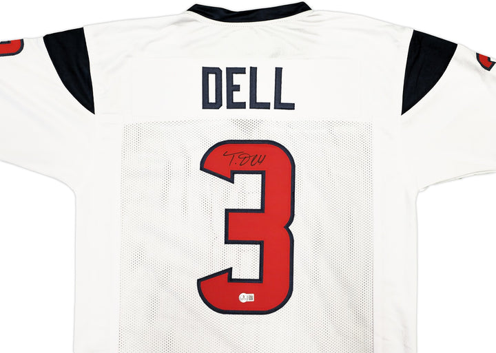 Houston Texans Tank Dell Autographed Signed White Jersey Beckett BAS QR