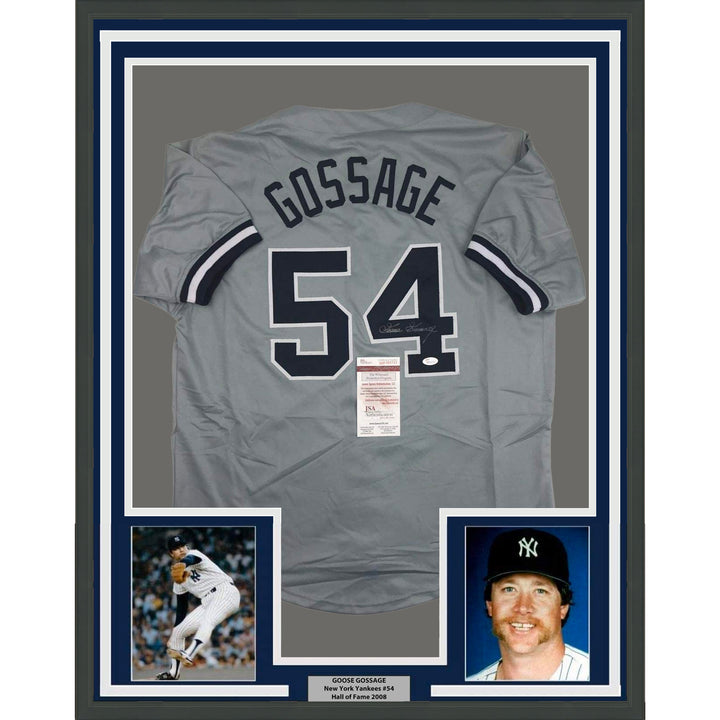 FRAMED Autographed/Signed GOOSE GOSSAGE 33x42 New York Grey Jersey JSA COA Auto