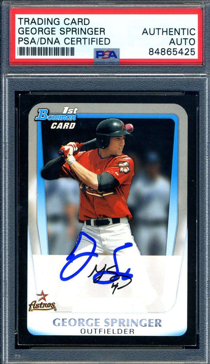 George Springer PSA DNA Signed 2011 Bowman 1st Rookie Autographed