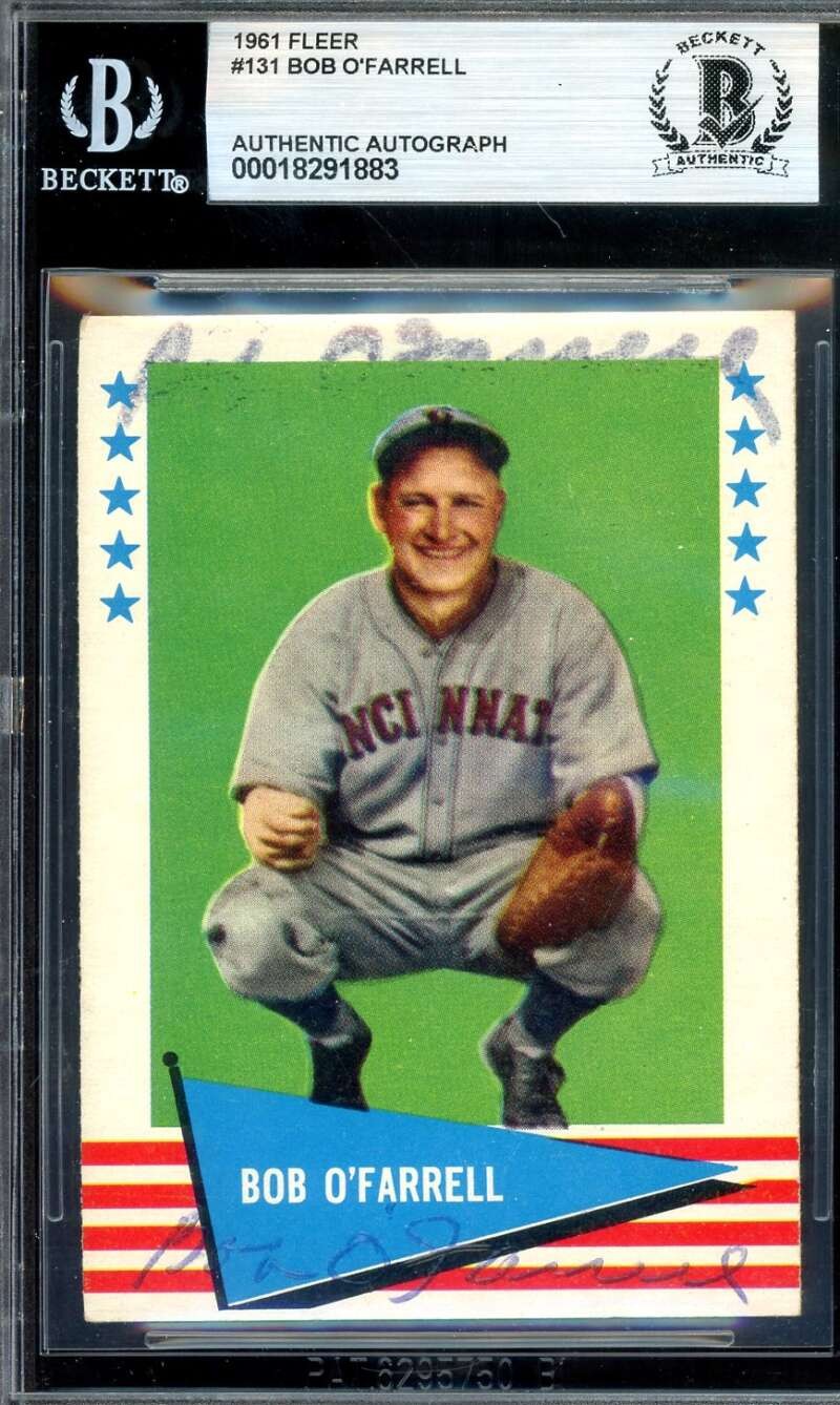 Bob O'Farrell Beckett BAS Signed 1961 Fleer Autograph