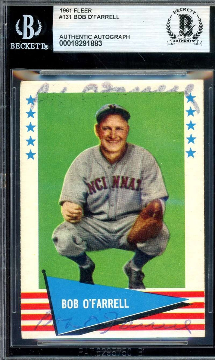 Bob O'Farrell Beckett BAS Signed 1961 Fleer Autograph