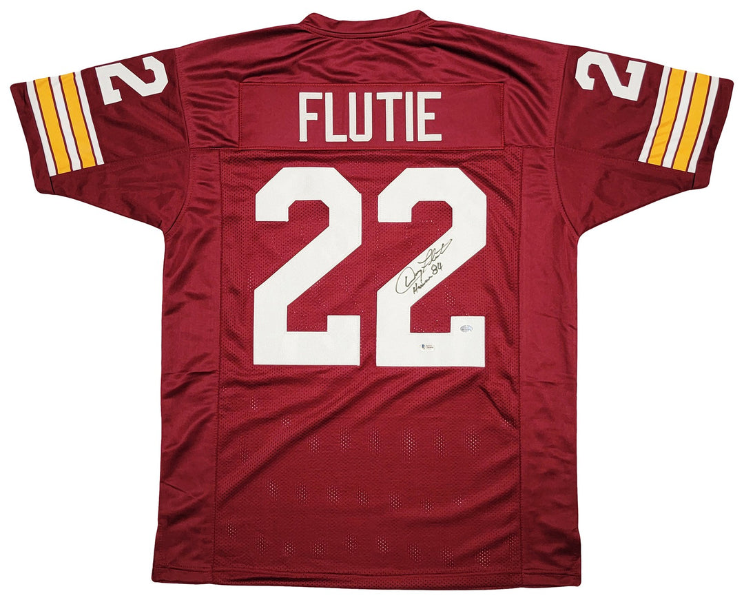 Boston College Eagles Doug Flutie Signed Red Jersey Beckett BAS Witness