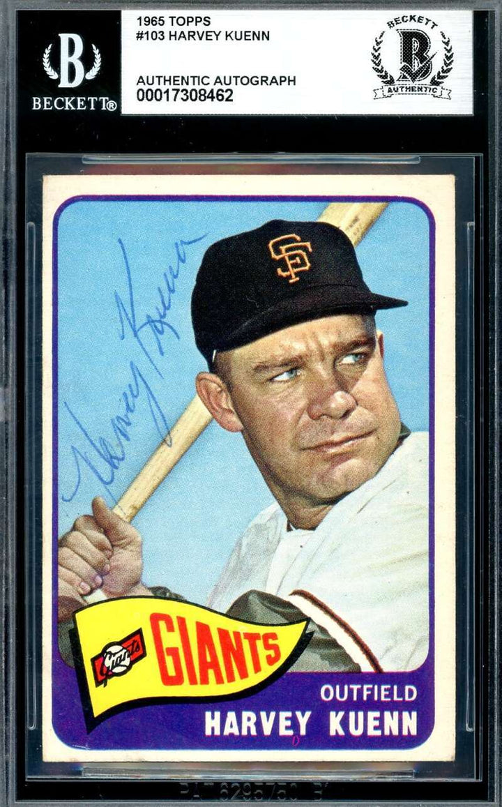Harvey Kuenn Beckett BAS Signed 1965 Topps Autograph