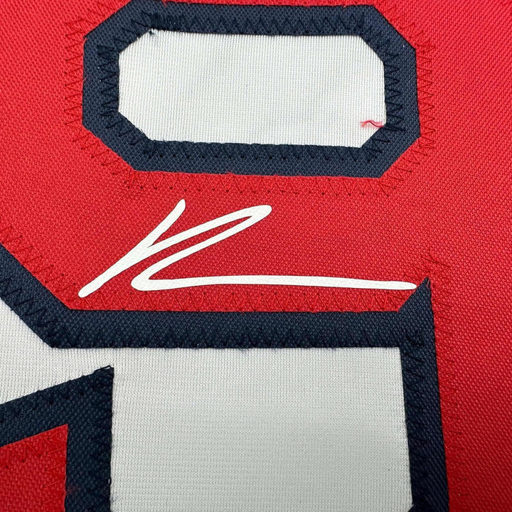 Framed Facsimile Autographed Roman Anthony 35x39 Boston White Reprint Jersey