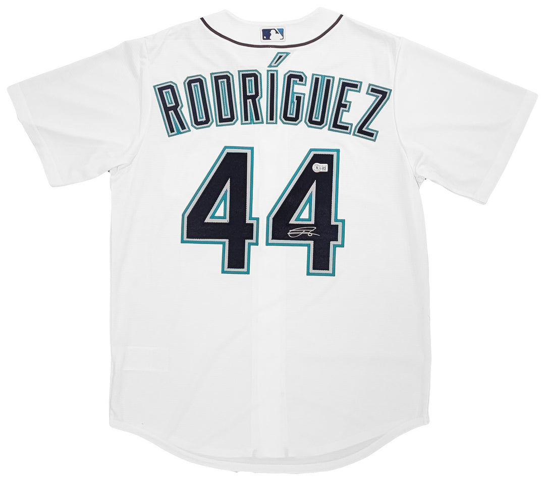 Seattle Mariners Julio Rodriguez Signed White Nike Jersey Size M Beckett