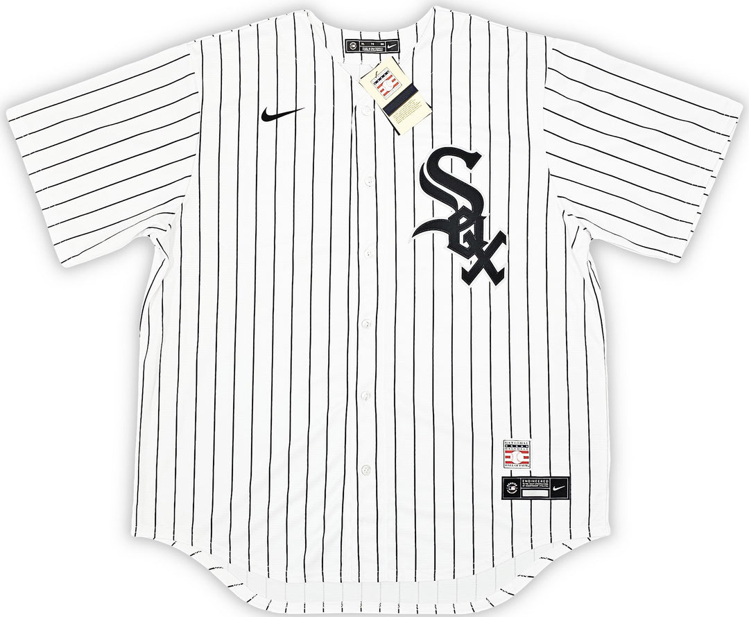 White Sox Frank Thomas Signed White Pinstripes Nike Jersey Size XL Beckett Wit