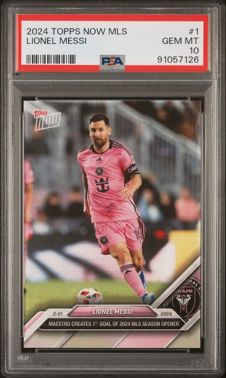 Graded 2024 Topps Now MLS Lionel Messi #1 Maestro Creates 1st Goal of 2024 MLS S