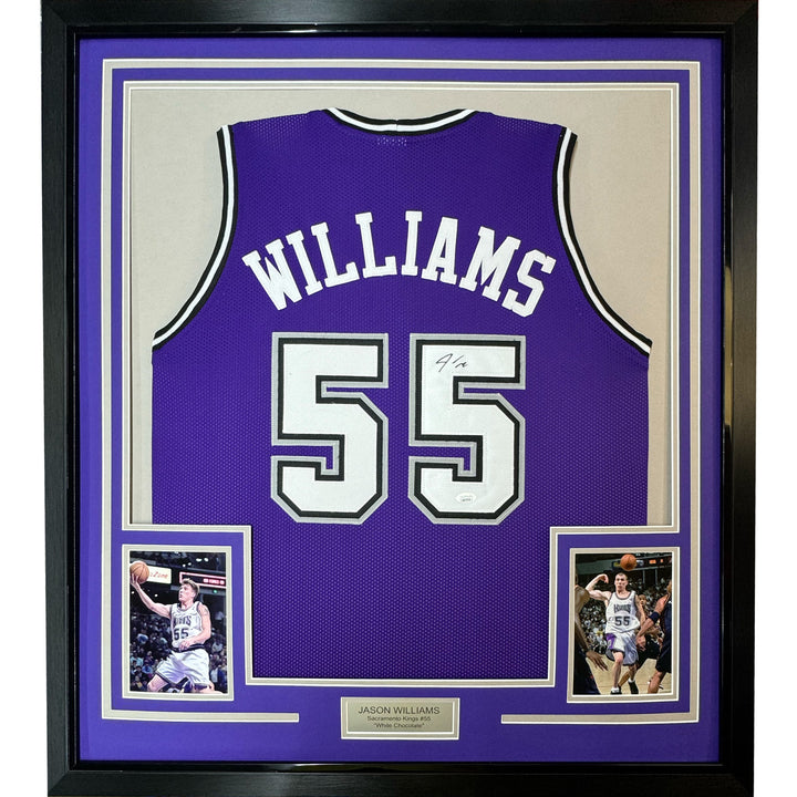 FRAMED Autographed/Signed JASON WILLIAMS 33x42 Sacramento Purple Jersey PSA COA