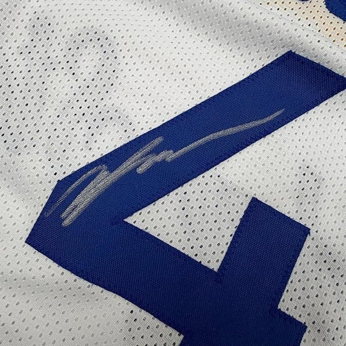 Framed Autographed Moses Moody 35x39 Golden State White Jersey Beckett BAS COA