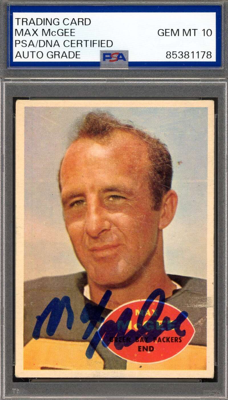 Max McGee Gem Mint 10 PSA DNA Signed 1960 Topps Autographed