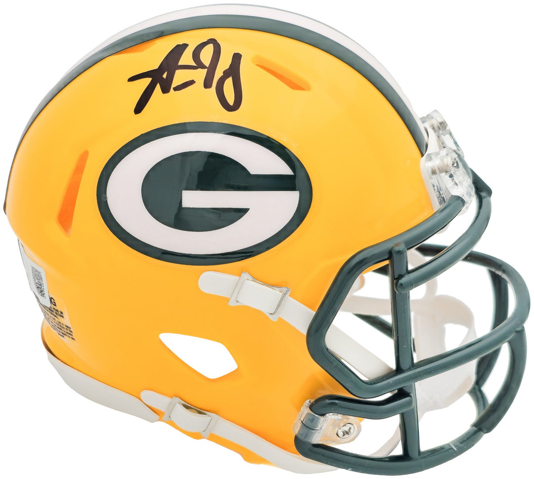 Aaron Jones Signed Green Bay Packers Yellow Speed Mini Helmet Beckett Witness