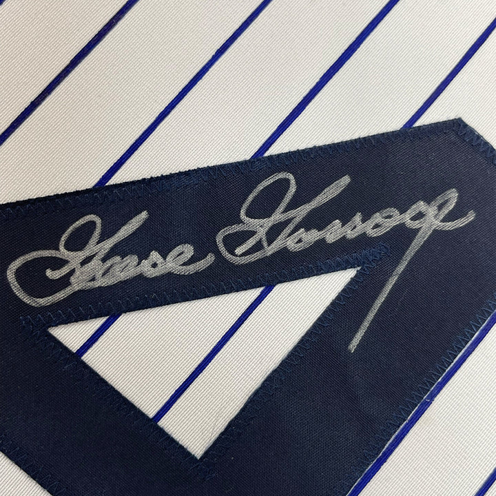 Framed Autographed/Signed Goose Gossage 33x42 New York Pinstripe Jersey JSA COA