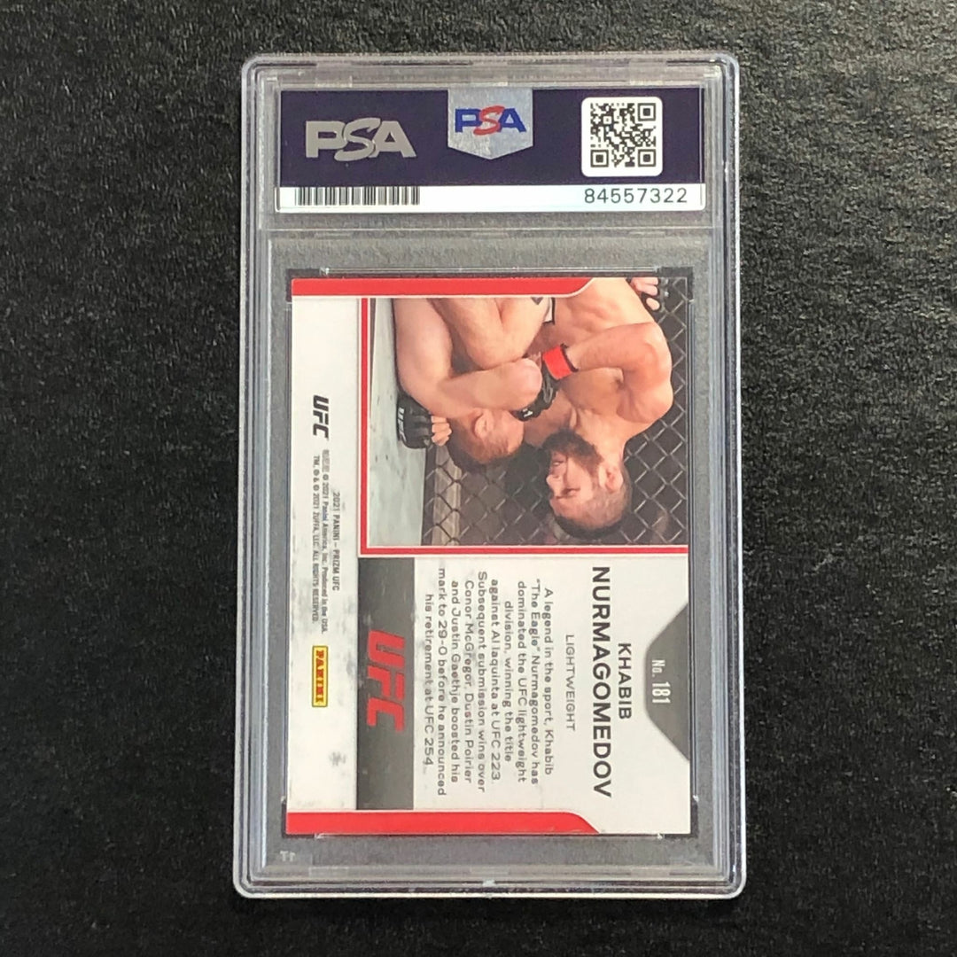 2021 Panini Prizm UFC #181 Khabib Nurmagomedov Signed Card AUTO PSA Slabbed