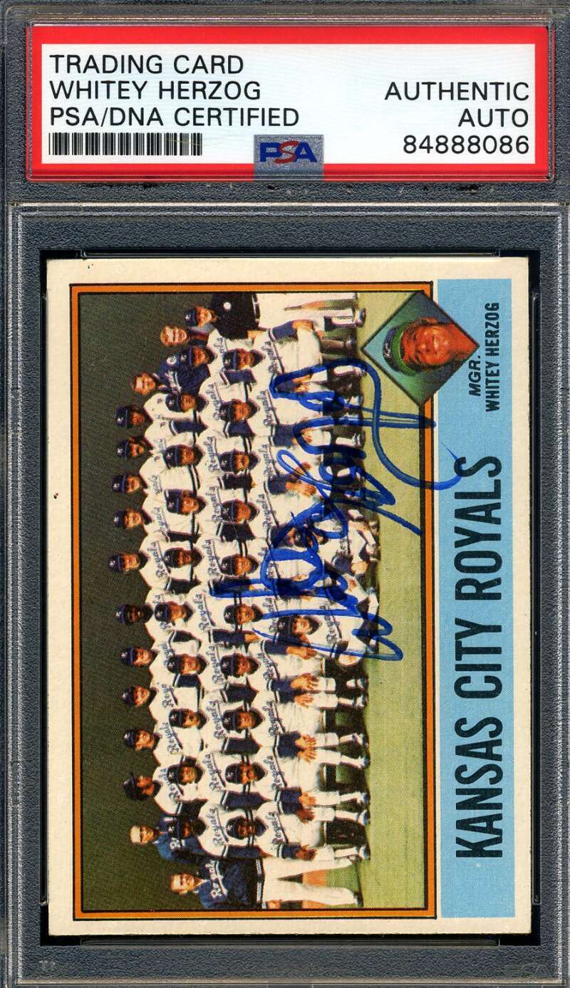 Whitey Herzog PSA DNA Signed 1976 Topps Team Autograph