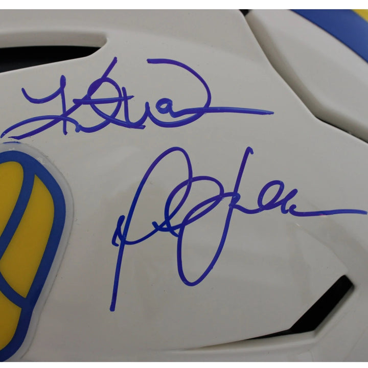 Warner Holt Faulk Bruce Signed Los Angeles Rams SpeedFlex Retro Helmet BAS 58497