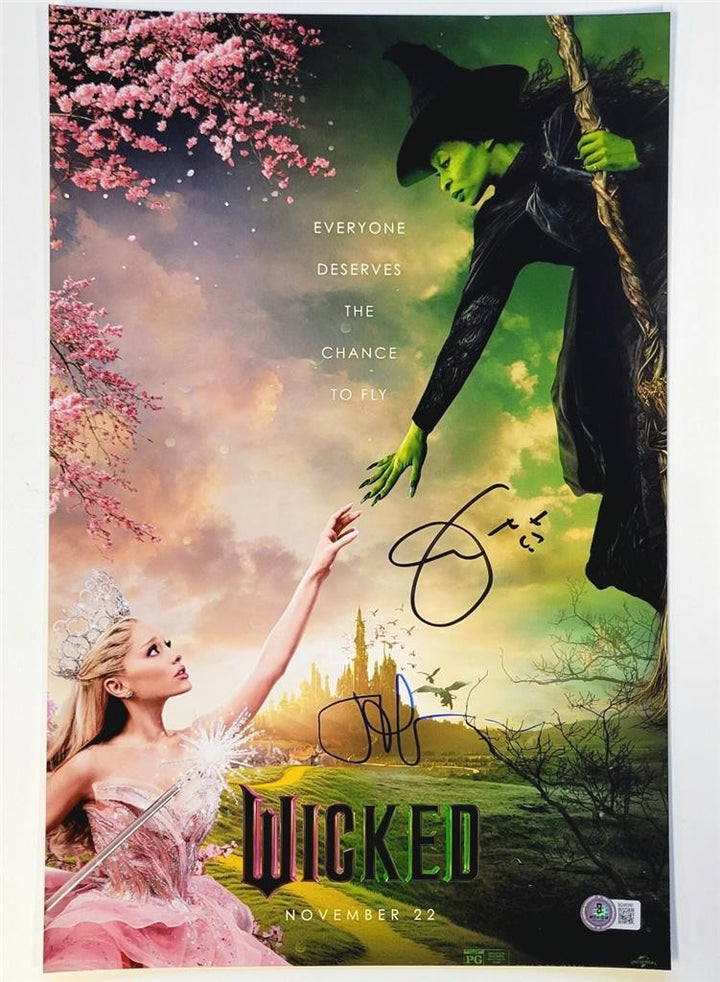 John M. Chu & Cynthia Erivo signed Wicked 11x17 photo poster auto A~ Beckett BAS