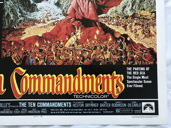 "The Ten CoMMAndments" 1956 Original Movie Poster 1st Issue 22x28 Heston