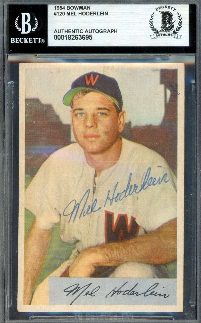 Mel Hoderlein Beckett BAS Signed 1954 Bowman Autographed