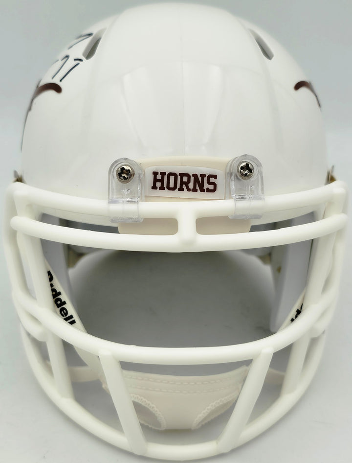 Earl Campbell Signed Texas Longhorns White Speed Mini Helmet "HT 77" Beckett Wit