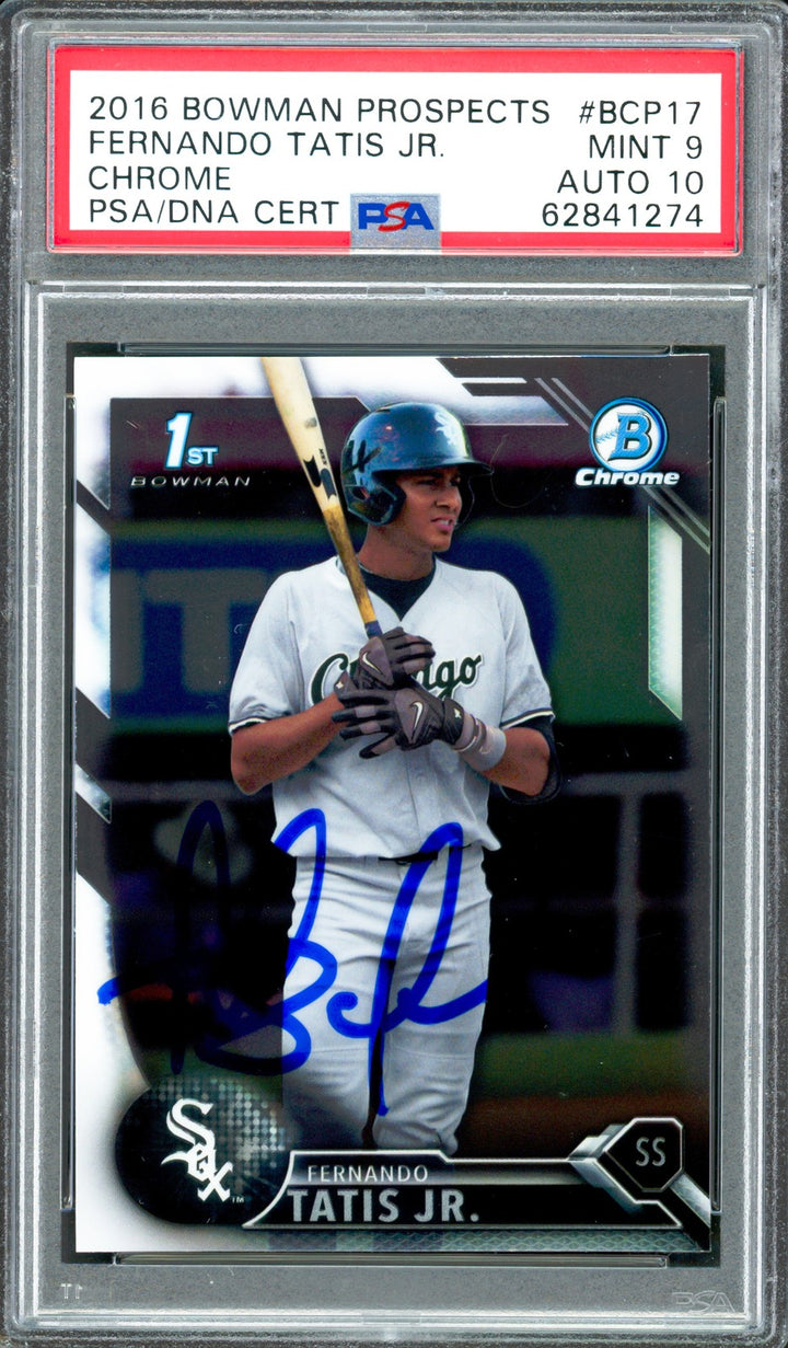 Fernando Tatis Jr. Auto 2016 Bowman Chrome RC BCP17 Padres PSA 9 Sig 10 PSA/DNA